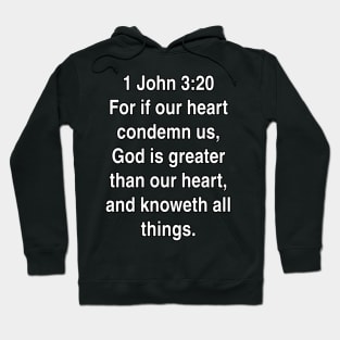 1 John 3:20  Bible Verse Typography KJV Hoodie